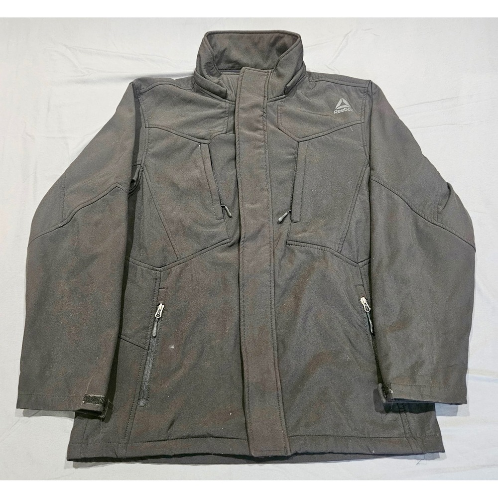 Reebok Softshell Jacket Men Medium‎ Black Good Fleece Lined Full Zip Tactical